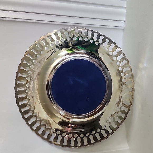 Vintage Brass Candy/ Fruit Bowl on Pedestal. Nickel Plated Decorative Bird - Picture 4 of 4